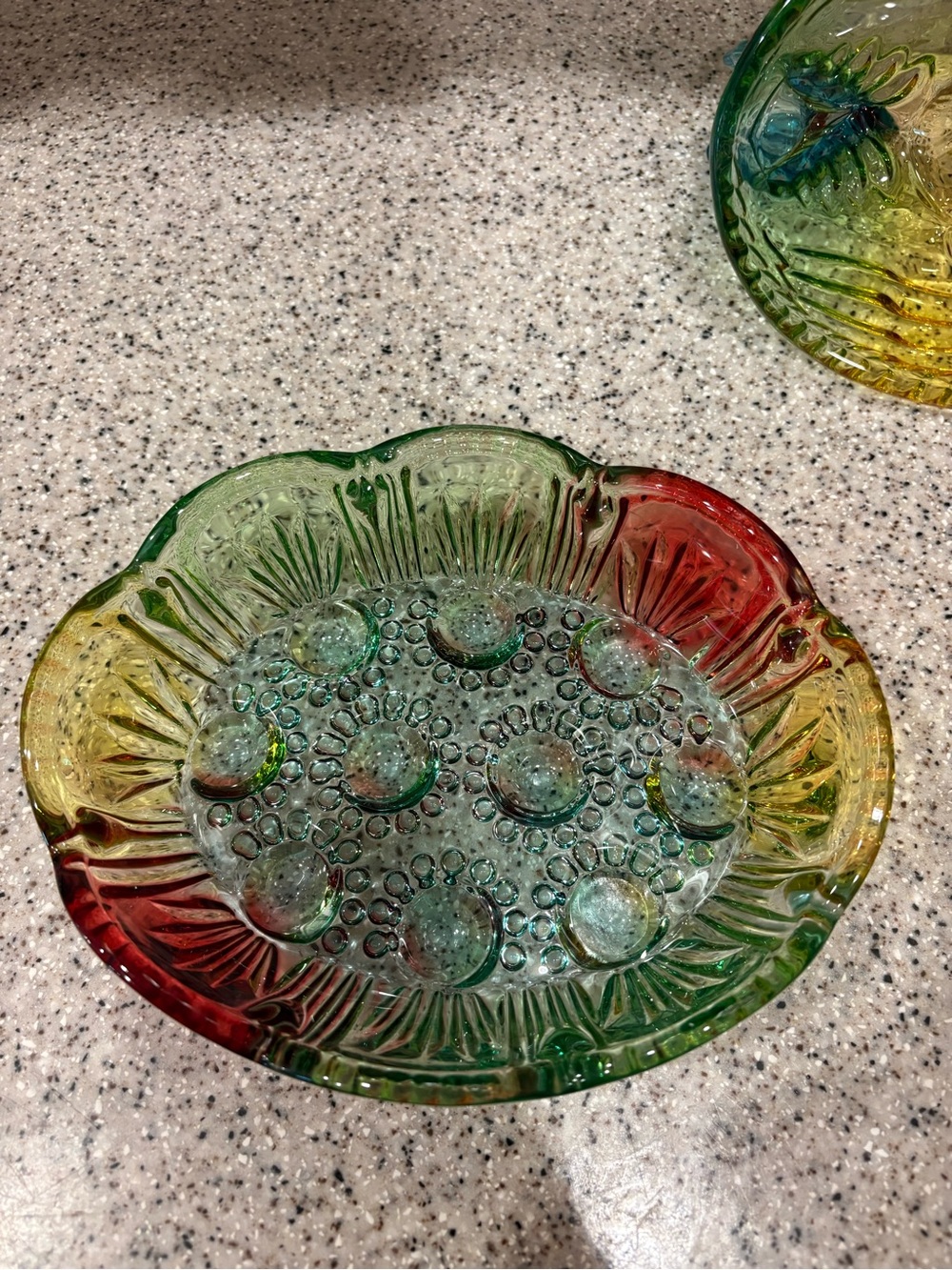 Multicolored/Rainbow Glass Hen On Nest Lidded Candy Dish - Picture 7 of 8